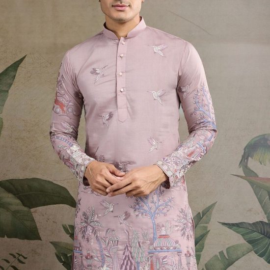 Art Viscose Silk Kurta in Light Purple This…